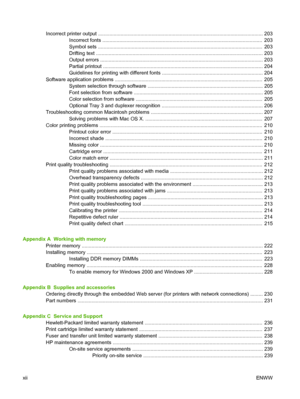 Page 14
Incorrect printer output ..................................................................................................................... 203
Incorrect fonts ............................................................................................................... ...  203
Symbol sets ................................................................................................................... ..  203
Drifting text...