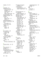 Page 278
duplexing 102,  107
E
e-mail alerts 127
embedded Web serverchecking toner level 143
description 14
ordering supplies 230
using 126
using to configure alerts 152
end-of-life disposal 250
enlarging documents 100
envelopes jams 197
loading in Tray 1 87
printing 87
environmental features 5
EPS files, troubleshooting 208
errors auto continue 62
European Union, waste disposal 251
event log printing 125
viewing 127
F
FCC regulations 248
file directory page printing 125
first page
blank 101
use different paper...