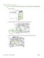 Page 216AREA 2: Clear jams in the fuser
CAUTION:The fuser can be hot while the product is in use. Wait for the fuser to cool before handling
it.
1.Open the right door.
2.Lift the green handle on the transfer-access panel and open the panel.
1
2
3.If paper is visible entering the bottom of the fuser, gently pull downward to remove it.
202 Chapter 12   Solve problems ENWW
 