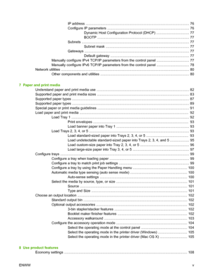 Page 7IP address ......................................................................................................... 76
Configure IP parameters ................................................................................... 76
Dynamic Host Configuration Protocol (DHCP) ................................. 77
BOOTP ............................................................................................. 77
Subnets...