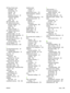 Page 299HP Easy Printer Care
description 55
downloading 55
opening 139
options 139
supported browsers 55
supported operating
systems 55
using 139
HP fraud hotline 150
HP Jetdirect print server
firmware updates 171
installing 161
lights 234
models including 2
HP Jetdirect print servers
installing 161
HP Printer Utility 61,  62
HP Printer Utility, Macintosh 61
HP tough paper 121
HP Universal Print Driver 50
HP Web Jetadmin
firmware updates 170
HP-UX software 57
humidity requirements 269
I
I/O (input/output) menu...