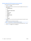 Page 90Manually configure IPv6 TCP/IP parameters from the control panel
Use the control-panel menus to manually set an IPv6 address.
1.Press the  Home button 
.
2. Open each of the following menus. Press the down arrow 
 to highlight it and then press the  OK
button to select it.
a. CONFIGURE DEVICE
b. I/O
c. EMBEDDED JETDIRECT MENU
d. TCP/IP
e. IPV6 SETTINGS
f. ADDRESS
g. MANUAL SETTINGS
h. ENABLE
i. ON
j. ADDRESS
3. Press the up arrow 
 or the down arrow  to select the first character of the address. Press...