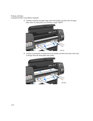 Page 75:RUNLQJZLWK3DSHU
/RDGLQJ5ROO3DSHU8VLQJ0DQXDO$OLJQPHQW

&DUHIXOO\LQVHUWWKHUROOSDSHUHGJHEHORZWKHKDQGOHVDQGDERYHWKHUROOSDSHU
HQWU\UROOHU$WVRPHSRLQW\RXZLOOKHDUDVLQJOH³%((3´
&RQWLQXHLQVHUWLQJWKHUROOSDSHUEHORZWKHKDQGOHVDQGDERYHWKHHQWU\UROOHUXQWLO
LWHPHUJHVIURPWKHVKHHWSDSHUHQWU\SODWHQ
NJET50 C
231
1243
&
NJET50 C
231
1243
&F
 