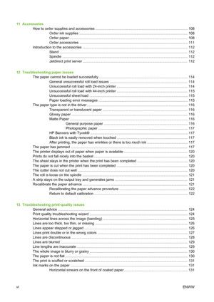 Page 811  Accessories
How to order supplies and accessories ............................................................................................ 108
Order ink supplies ............................................................................................................ 108
Order paper ..................................................................................................................... 108
Order accessories...