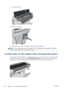 Page 1689.Close the window.
10.Switch on the printer.
11.Reload the roll, or load a new sheet see Paper handling on page 38.
NOTE:If you find that there is still some paper causing an obstruction within the printer, restart the
procedure and carefully remove all pieces of paper.
A strip stays on the output tray and generates jams
If a small piece of paper (200 mm or smaller) has been cut, such as before (if new roll) and after a full-
bleed print or after the front panel option Form feed and cut has been used,...