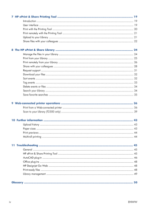 Page 47  HP ePrint & Share Printing Tool ...................................................................................... 19
Introduction ........................................................................................................................... 19
User interface ........................................................................................................................ 19
Print with the Printing Tool...