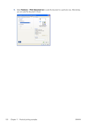 Page 1284.Select Features > Print document on to scale the document to a particular size. Alternatively,
you can scale the document in Excel.
120 Chapter 11   Practical printing examples ENWW
 