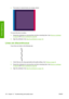 Page 142●The borders of colored blocks are wrongly colored.
To correct this kind of problem:
1.Reseat the printheads by removing them and then reinserting them. See 
Remove a printhead
on page 86 and Insert a printhead on page 88.
2.Align the printheads. See 
Align the printheads on page 142.
Lines are discontinuous
If your lines are broken in the following way:
1.Check that you are using appropriate print-quality settings. See Printing on page 42.
2.Reseat the printheads by removing them and then reinserting...