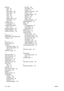 Page 174printhead
about 85
align 142
cannot insert 138
clean; purge 139
insert 88
order 103
remove 86
replace, reseat 139
specification 157
status 86
printhead cleaner
specification 157
printhead drop detector
clean 140
printing resolutions 157
Proactive Support 154
profiling, accessory 109
Q
quality, high 47
QuarkXPress, unavailable driver
features 148
R
reprint a job 49
rescale a print 45
roll paper
load into the printer 25
load onto the spindle 23
unload 29
rotating an image 50
S
safety precautions 2
satin...