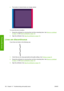 Page 172●The borders of colored blocks are wrongly colored.
To correct this kind of problem:
1.Reseat the printheads by removing them and then reinserting them. See 
Remove a printhead
on page 117 and Insert a printhead on page 119.
2.Align the printheads. See 
Align the printheads on page 172.
Lines are discontinuous
If your lines are broken in the following way:
1.Check that you are using appropriate print-quality settings. See Printing on page 45.
2.Reseat the printheads by removing them and then reinserting...