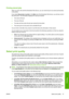 Page 57Printing stored jobs
When you print a file with the Embedded Web Server, you can mark the job to be stored permanently
in the printer.
If you select Stored jobs in printer in the Main tab of the Embedded Web Server, you will see a list of
the stored jobs. The information displayed for each job includes:
●The name of the job
●The size of the job
●The date and time when the job was received by the printer
●The name given by the person who submitted the job
You can click on the title of any column to sort...