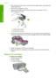 Page 285.Dip a clean foam rubber swab or lint-free cloth into distilled water, and squeeze any 
excess water from it. 
6. Hold the print cartridge by its sides. 
7. Clean only the copper-colored contacts. Allow the print cartridges to dry for 
approximately ten minutes.
1Copper-colored contacts
2Ink nozzles (do not clean)
8. Hold the print cartridge with the HP logo on top, and insert the print cartridge back 
into the slot. Make sure you push the print cartridge in firmly until it snaps into place.
9. Repeat...