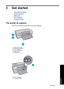 Page 123 Get started
•The printer at a glance
•
Buttons and lights
•
Paper trays
•
Print cartridges
•
Ink-backup mode
The printer at a glance
Click the links below to learn about the printer features.
1Buttons and lights
2Front USB port
3Paper trays
1Print cartridges
Get started 9
Get started
 