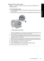 Page 98Solution 3: Move the printer carriage
Solution:If the printer carriage is still stuck, try moving it as described in the
following procedure.
To move the printer carriage
1.Press the Power button to turn off the printer, and then disconnect the power cord
from the printer.
2.Open the printer cover and try to move the print carriage from side to side by hand.
1Print carriage in the access door
If the print carriage does not move, then your printer needs to be serviced. If the
print carriage does move,...