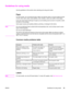 Page 35Guidelines for using media
Use the guidelines in this section when selecting and using print media.
Paper
For best results, use conventional paper. Make sure that the paper is of good quality and free
of cuts, nicks, tears, spots, loose particles, dust, wrinkles, voids, and curled or bent edges.
If you are unsure about what type of paper you are loading (such as bond or recycled), check
the label on the package.
Some paper causes print quality problems, jamming, or damage to the device.
Note
Do not use...