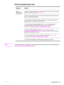 Page 119ENWWClearing jams117
Solving repeated paper jams
Note If the jams continue, contact your HP-authorized service provider. (See the HP support flyer or 
go to www.hp.com/support/lj9050_lj9040.)
Situation Solution
General 
repeated paper 
jam problems
1. Check to make sure that paper is correctly loaded in the trays and that all width 
guides are correctly set (see 
Printing tasks).
2. Make sure that the paper tray is set  for the size of paper installed and that the 
tray is not overloaded with paper.
3....