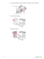 Page 111ENWWClearing jams109
8
To clear a booklet jam, turn the bottom green knob clockwise to remove the booklet.
9 Close the stapler-unit door.
10 Reattach the finisher.
 