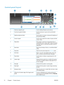 Page 32Control-panel layout
7
5
8
6
314
91014
2
121311
1 Hardware integration portArea for adding third-party security devices
2 Touchscreen graphical display Use the touchscreen to open and set up all product
functions.
3 Brightness-adjustment button Use this button to increase or decrease the brightness of
the touchscreen display.
4 Numeric keypad Use this area to specify the number of copies and other
numeric values.
5 Sleep button If the product is inactive for a long period of time, it
automatically enters...