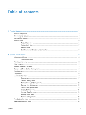 Page 7Table of contents
1  Product basics .................................................................................................................. 1
Product comparison ............................................................................................................ ...... 2
Environmental features ........................................................................................................ ...... 4
Accessibility features...