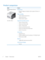 Page 20Product comparison
ModelFeatures
HP LaserJet Enterprise 500 color
M551n
Part number: CF081A
Performance
● Prints up to 33 pages per minute (ppm) on Letter size paper and 32 ppm on A4
size paper
Paper handling
●100-sheet multipurpose input tray (Tray 1)
● 500-sheet input tray (Tray 2)
● 250-sheet, face-down output bin
Supported operating systems
●
Windows® XP (32-bit and 64-bit)
● Windows Vista
® (32-bit and 64-bit)
● Windows 7 (32-bit and 64-bit)
● Windows Server 2003 (32-bit and 64-bit)
● Windows Server...