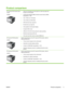 Page 15Product comparison
HP LaserJet P3015 printer (base
model)
CE525A
2
1
●Prints up to 42 pages per minute (ppm) on Letter size paper and
40 ppm on A4 size paper
● Contains 96 megabytes (MB) of random access memory (RAM).
Expandable to 1 GB.
● Tray 1 holds up to 100 sheets
● Tray 2 holds up to 500 sheets
● 250-sheet face-down output bin
● 50-sheet face-up output bin
● 4-line graphical control-panel display
● Hi-speed USB 2.0 port
● USB port on the front of the product for walk-up printing
● Enhanced...