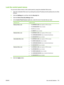 Page 131Lock the control panel menus
You can lock various menus on the control panel by using the embedded Web server.
1.Open the embedded Web server by entering the product IP address into the address line of a Web
browser.
2. Click the Settings  tab, and then click the  Security link.
3. Click the Device Security Settings  button.
4. In the  Control Panel Access Lock  area, select the level of security that you want.
Security levelLocked menus
Minimum Menu Lock●The 
RETRIEVE JOB  menu requires a PIN for...