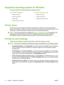 Page 24Supported operating systems for Windows
The product supports the following Windows operating systems:
Full software installation
●Windows XP (32-bit)
●Windows Vista (32-bit)
●Windows 2000
●Windows 2003 Server (32-bit)
Print and scan drivers only
●Windows XP (64-bit)
●Windows Vista (64-bit)
●Windows 2003 Server (64-bit)
Printer driver
The product comes with software for Windows that allows the computer to communicate with the
product. This software is called a printer driver. Printer drivers provide...