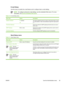 Page 51E-mail Setup
Use this menu to enable the e-mail feature and to configure basic e-mail settings.
NOTETo configure advanced e-mail settings, use the embedded Web server. For more
information, see 
Use the embedded Web server .
Table 2-12  E-mail Setup menu
Menu itemValuesDescription
Address ValidationOn (default)
OffThis option enables the device to ch eck e-mail syntax when you type
an e-mail address. Valid e-mail addresses require the @ sign and
a ..
Find Send Gateways Search the network for SMTP...