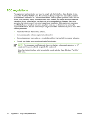 Page 264FCC regulations
This equipment has been tested and found to comply with the limits for a Class B digital device,
pursuant to Part 15 of the FCC rules.  These limits are designed to provide reasonable protection
against harmful interference in a residential installation. This equipment generates, uses, and can
radiate radio frequency energy. If this equipment is not installed and used in accordance with the
instructions, it may cause harmful interference to radio communications. However, there is no...