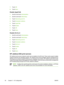 Page 727.Touch Off.
8.Touch Save.
Disable AppleTalk
1.Scroll to and touch Administration.
2.Scroll to and touch Initial Setup.
3.Touch Networking and I/O.
4.Touch Embedded Jetdirect.
5.Touch AppleTalk.
6.Touch Enable.
7.Touch Off.
8.Touch Save.
Disable DLC/LLC
1.Scroll to and touch Administration.
2.Scroll to and touch Initial Setup.
3.Touch Networking and I/O.
4.Touch Embedded Jetdirect.
5.Touch DLC/LLC.
6.Touch Enable.
7.Touch Off.
8.Touch Save.
HP Jetdirect EIO print servers
HP Jetdirect print servers...