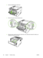 Page 108
2.Open the straight-through output door.
3.Pull down the green pressure-release levers.
4.With both hands, grasp the side of the media that is most visible (this includes the middle), and
carefully pull it free from the printer.
98 Chapter 7   Problem solving ENWW
 