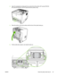 Page 77
4.Open the automatic two-sided path door on the front of the printer (HP LaserJet P2015d,
HP LaserJet P2015dn, and HP LaserJet P2015x printers only).
5.Place the printer on the work surface with the front of the printer facing up.
6.Pull the white tabs outward, and rotate the tabs up.
ENWW Clean the pickup roller (tray 2) 67
 