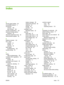 Page 141Index
A
A6-size paper loading 38
accessibility features 3
accessoriesordering 108
part numbers 109
acoustic specifications 120
advanced printing options Windows 53
alternative letterhead mode 53
anticounterfeit supplies 60
B
batteries included 124
bins, output capacity 34
locating 4
selecting 40
blank pages troubleshooting 100
booklet printing 52
C
cables USB, troubleshooting 100
Canadian DOC regulations 127
canceling
printing 48
canceling a print request 48
card stock output bin, selecting 41
cartridges...