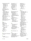 Page 142Embedded Web Server (EWS)Information tab 57
Networking tab 58
order supplies 58
product support 58
security 58
Settings tab 58
using 57
end-of-life disposal 124
engine communication error
message 84
envelopes loading orientation 36
output bin, selecting 41
environment for the product problem-solving 94
specifications 120
environmental stewardship program 123
EPS files, problem-solving 105
Ethernet cards, part numbers 109
European Union, waste
disposal 125
EWS.  See embedded Web server
extended warranty...