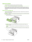 Page 102Clean the product
Clean the outside of the printer with a clean, damp cloth when necessary.
CAUTION:Do not use ammonia-based cleaners on or around the printer.
During the printing process, paper, toner, and dust particles can accumulate inside the printer. Over
time, this buildup can cause print quality problems, such as toner specks or smearing, and paper jams.
To correct and prevent these types of problems, you can clean the print cartridge area and the printer
media path.
Clean the print-cartridge...