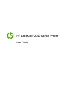 Page 3HP LaserJet P2050 Series Printer
User Guide
 