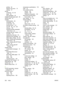 Page 214
printing 82
Retrieve Job menu 19
settings 27
storing
envelopes 53,  59
paper 59
print cartridges 95
straight-through paper path 69
subnet mask 44
supplies authentication 96
counterfeit 96
e-mail alerts 86
memory errors 112
non-HP 95,  112,  122
ordering 156
ordering through embeddedWeb server 91
ordering with HP Toolbox 87
recycling 173
replacement intervals 95
replacing print cartridges 97
status page, printing 20,  84
status, viewing with embedded Web server 89
status, viewing with HP Printer Utility...