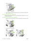 Page 1883.Close the rear output bin.
4.If a jam message persists, a sheet is still jammed in the product. Look for the jam in another location.
See 
Jam locations on page 161.
Clear jams from the optional stacker or stapler/stacker
Paper jams can occur in the optional stacker or the optional stapler/stacker. Staple jams can occur only
in the optional stapler/stacker.
Clear paper jams from the optional stacker or stapler/stacker
1.At the back of the product, open the door on the stacker or stapler/stacker, and...