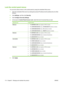 Page 126Lock the control panel menus
You can lock various menus on the control panel by using the embedded Web server.
1.Open the embedded Web server by entering the product IP address into the address line of a Web
browser.
2.Click Settings, and then click Security.
3.Click Configure Security Settings.
4.In the area for Control Panel Access Lock, select the level of security that you want.
Security levelLocked menus
Minimum●The RETRIEVE JOB menu requires a PIN for access.
●The CONFIGURE DEVICE menu, SYSTEM...