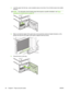 Page 964.Load the paper into the tray. Load complete reams at one time. Do not divide reams into smaller
sections.
NOTE:For information about loading paper that requires a specific orientation, see Paper
orientation for loading trays on page 78.
5.Make sure that the height of the stack does not exceed the maximum-height indicators on the
guides and that the front edge of the stack is aligned with the arrows.
6.Close the door on the tray.
84 Chapter 6   Paper and print media ENWW
 