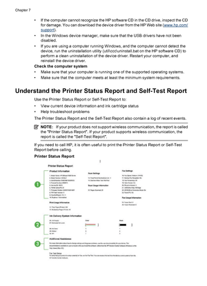 Page 128• If the computer cannot recognize the HP software CD in the CD drive, inspect the CD
for damage. You can download the device driver from the HP Web site (
www.hp.com/
support).
• In the Windows device manager, make sure that the USB drivers have not been
disabled.
• If you are using a computer running Windows, and the computer cannot detect the
device, run the uninstallation utility (util\ccc\uninstall.bat on the HP software CD) to
perform a clean uninstallation of the device driver. Restart your...