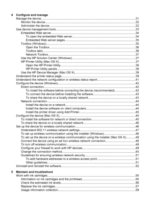 Page 64 Configure and manage
Manage the device...................................................................................................................31
Monitor the device..............................................................................................................32
Administer the device.........................................................................................................32
Use device management...