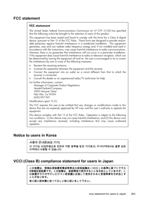 Page 267
FCC statement
FCC statement
The United States Federal Communications Commission (in 47 CFR 15.105) has specified 
that the following notice be brought to the attention of users of this product. 
This equipment has been tested and found to comply with the limits for a Class B digital 
device, pursuant to Part 15 of the FCC Rules.  These limits are designed to provide reason-
able protection against harmful interference in a residential installation.  This equipment 
generates, uses and can radiate radio...