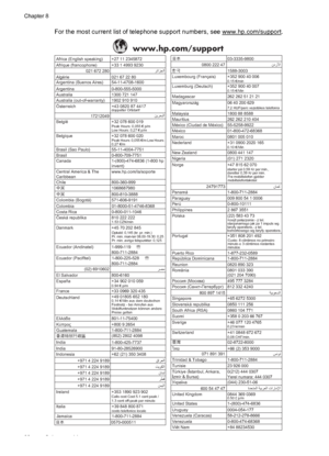 Page 84For the most current list of telephone support numbers, see www.hp.com/support.
$IULFD(QJOLVKVSHDNLQJ 
$IULTXHIUDQFRSKRQH 
ﺮﺋﺍﺰﺠﻟﺍ
$UJHQWLQD%XHQRV$LUHV  $OJ