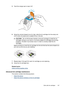 Page 151
5.Twist the orange cap to snap it off.
6.Using the colored shaped icons for help, slide the ink cartridge into the empty slot
until it clicks into place and is seated firmly in the slot.
CAUTION: Do not lift the latch handle on the print carriage to install the ink
cartridges. Doing so can resu lt in incorrectly seated ink cartridges and printing
problems. The latch must remain down in order to correctly install the ink
cartridges.
Make sure that you insert the ink cartridge into the slot that has the...
