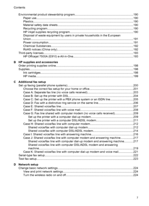 Page 11Environmental product stewardship program.........................................................................190
Paper use.........................................................................................................................190
Plastics.............................................................................................................................190
Material safety data...