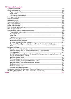 Page 815 Technical information
System requirements..............................................................................................................265
Paper specifications...............................................................................................................266
Paper tray capacities........................................................................................................266
Paper...