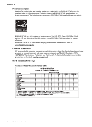 Page 80
Power consumption
Hewlett-Packard printing and imaging equipment marked with the ENERGY STAR® logo is
qualified to the U.S. Environmental Protection Agency’s ENERGY STAR specifications for
imaging equipment. The following mark appears on ENERGY STAR qualified imaging products:
ENERGY STAR is a U.S. registered service mark of the U.S. EPA. As an ENERGY STAR
partner, HP has determined that this product meets ENERGY STAR guidelines for energy
efficiency.
Additional ENERGY STAR qualified imaging product...