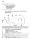 Page 18Use the printer control panel
This section contains the following topics:
•
Overview of buttons and lights
•
Control-panel display icons
•
Change printer settings
Overview of buttons and lights
The following diagrams and related tabl es provide a quick reference to the printer
control panel features fo r each printer model. For more information, see 
Finding the
printer model number.
HP Officejet Pro 8600
Label Name and Description
1 Home button : Returns to the home screen from any other screen.
2...