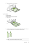 Page 294.Pull out the extension on the output tray.
Load envelopes
To load envelopes
Use these instructions to load an envelope.
1.Pull out Tray 1.
2.Insert the envelopes print-side down and load according to the graphic. Make sure
the stack of envelopes  does not exceed the line  marking in the tray.
NOTE:Do not load paper while the printer is printing.
Load media 25
 